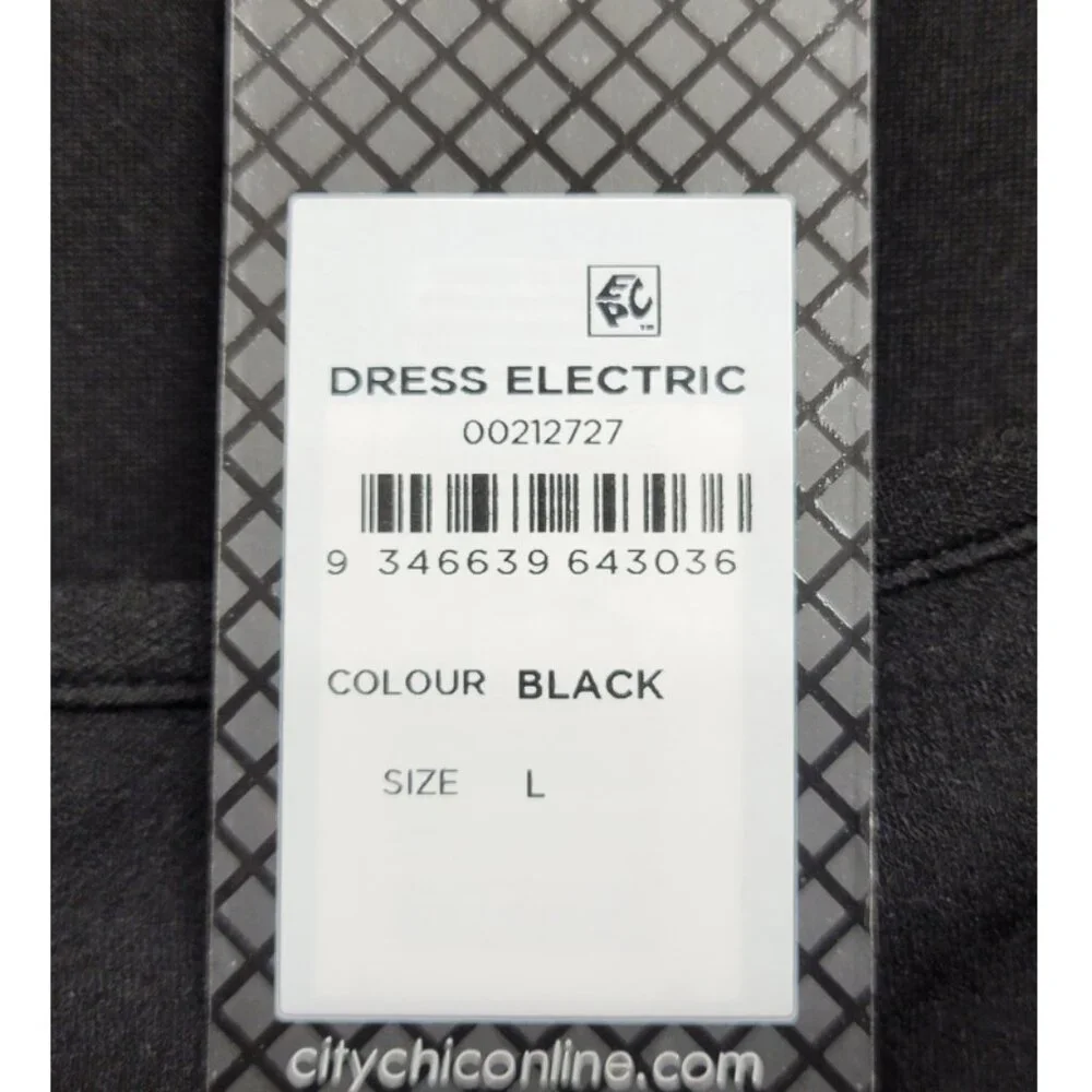 NWT City Chic Black Square Neck Puff Sleeve Mini Dress 20